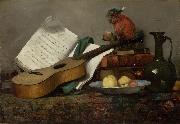 Antoine Vollon Still Life with a Monkey and a Guitar oil painting reproduction